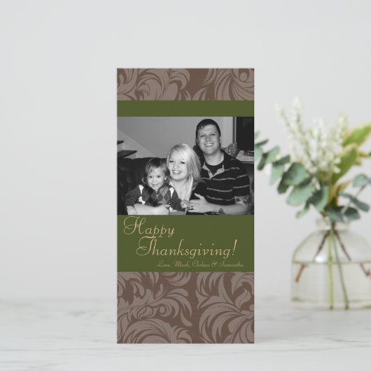 4x8秋の木の葉PHOTO Thanksgiving Card シーズンカード (スタンド正面)