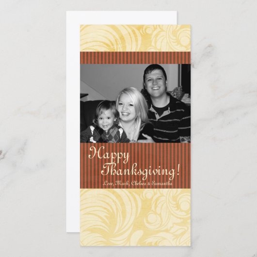 4x8秋の木の葉PHOTO Thanksgiving Card シーズンカード (正面/裏面)