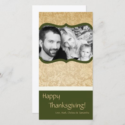 4x8秋の木の葉PHOTO Thanksgiving Card シーズンカード (正面/裏面)