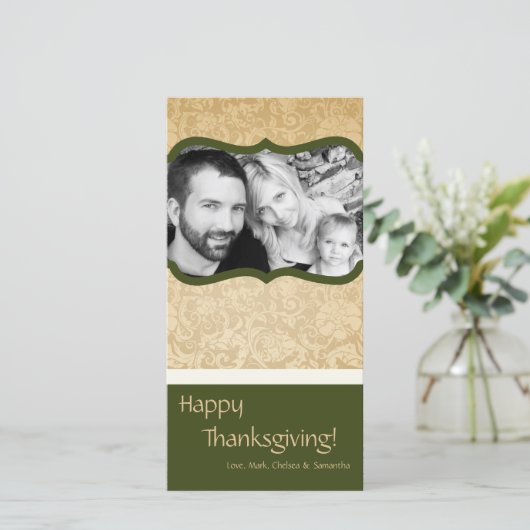 4x8秋の木の葉PHOTO Thanksgiving Card シーズンカード (スタンド正面)