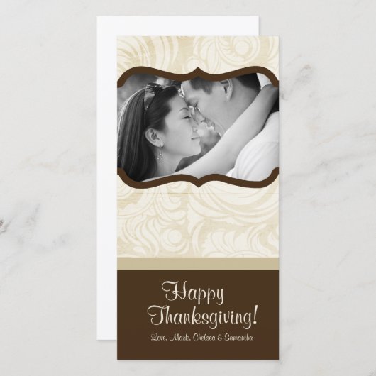 4x8秋の木の葉PHOTO Thanksgiving Card シーズンカード (正面/裏面)