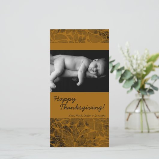 4x8秋の木の葉PHOTO Thanksgiving Card シーズンカード (スタンド正面)