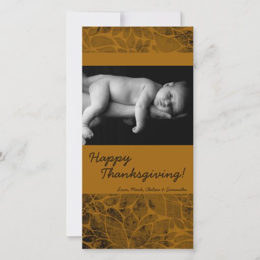 4x8秋の木の葉PHOTO Thanksgiving Card シーズンカード (正面)