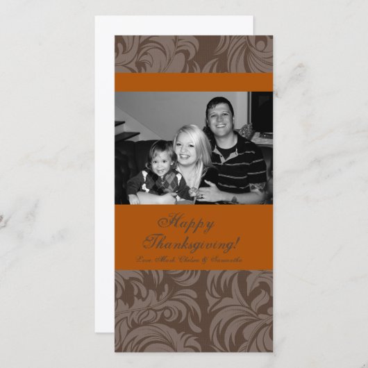 4x8秋の木の葉PHOTO Thanksgiving Card シーズンカード (正面/裏面)