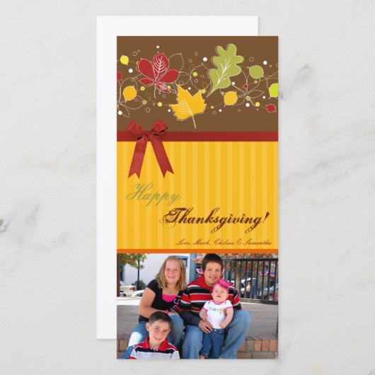 4x8秋の木の葉PHOTO Thanksgiving Card シーズンカード (正面/裏面)