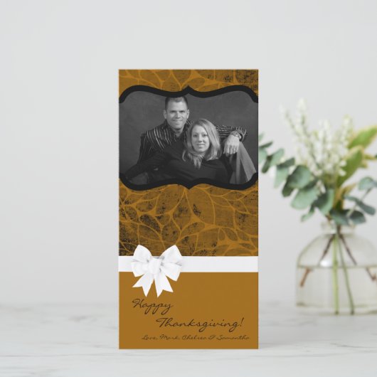 4x8秋の木の葉PHOTO Thanksgiving Card シーズンカード (スタンド正面)