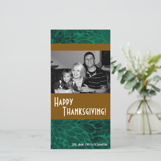 4x8秋の木の葉PHOTO Thanksgiving Card シーズンカード (スタンド正面)