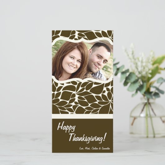 4x8秋の木の葉PHOTO Thanksgiving Card シーズンカード (スタンド正面)