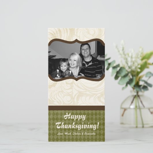 4x8秋の木の葉PHOTO Thanksgiving Card シーズンカード (スタンド正面)