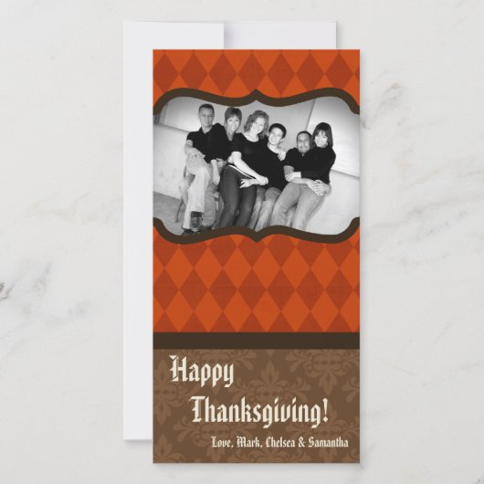 4x8秋の木の葉PHOTO Thanksgiving Card シーズンカード (正面)