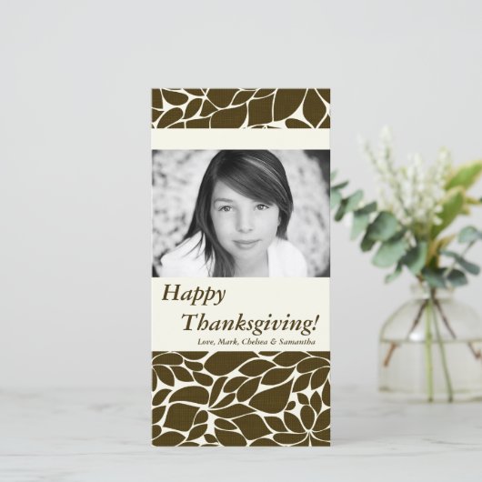 4x8秋の木の葉PHOTO Thanksgiving Card シーズンカード (スタンド正面)