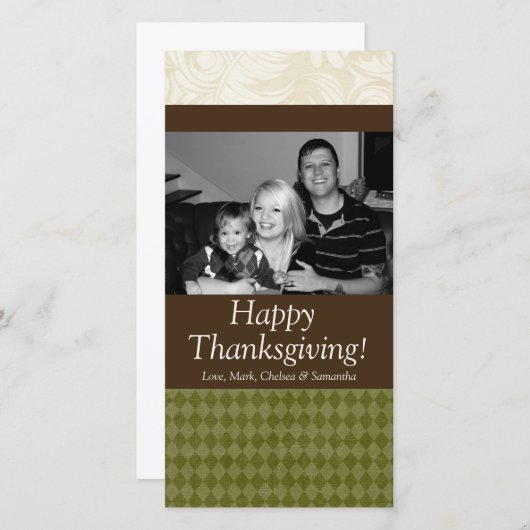 4x8秋の木の葉PHOTO Thanksgiving Card シーズンカード (正面/裏面)