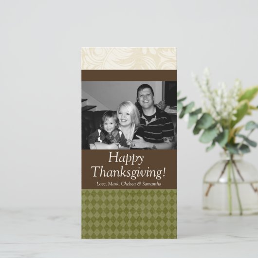 4x8秋の木の葉PHOTO Thanksgiving Card シーズンカード (スタンド正面)