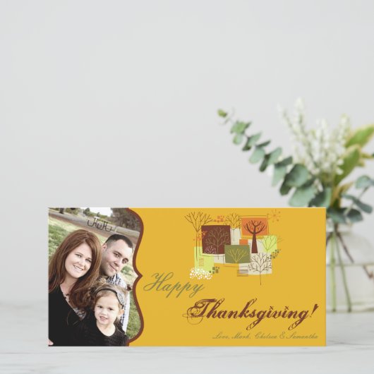 4x8秋の木の葉PHOTO Thanksgiving Card シーズンカード (スタンド正面)