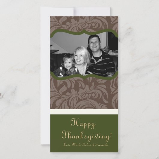 4x8秋の木の葉PHOTO Thanksgiving Card シーズンカード (正面)