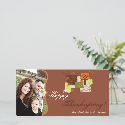 4x8秋の木の葉PHOTO Thanksgiving Card シーズンカード (スタンド正面)