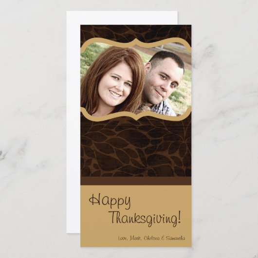 4x8秋の木の葉PHOTO Thanksgiving Card シーズンカード (正面/裏面)