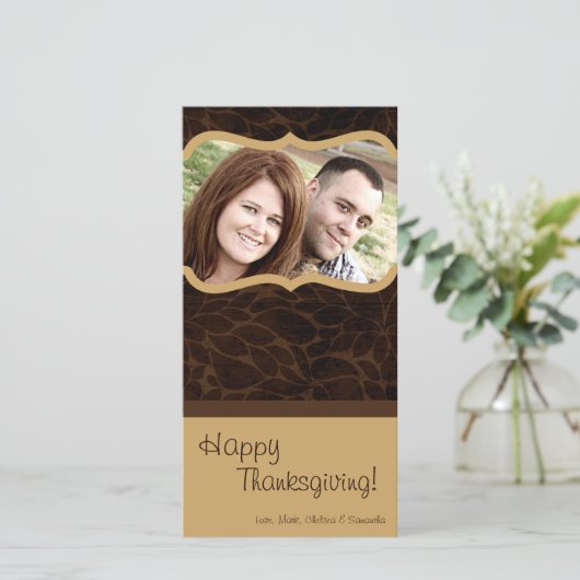 4x8秋の木の葉PHOTO Thanksgiving Card シーズンカード (スタンド正面)