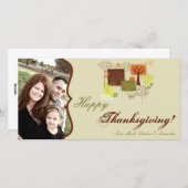 4x8秋の木の葉PHOTO Thanksgiving Card シーズンカード (正面/裏面)