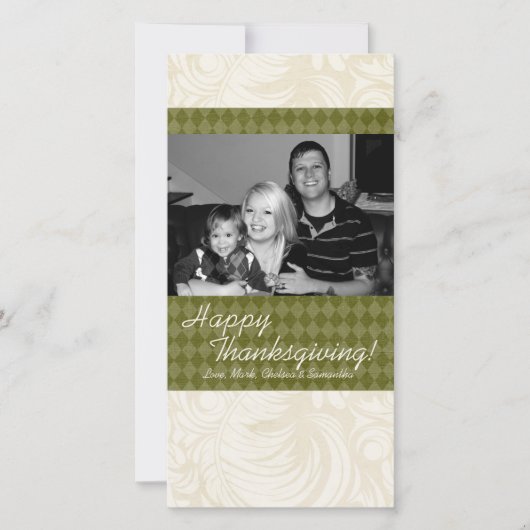 4x8秋の木の葉PHOTO Thanksgiving Card シーズンカード (正面)