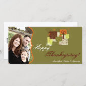 4x8秋の木の葉PHOTO Thanksgiving Card シーズンカード (正面/裏面)