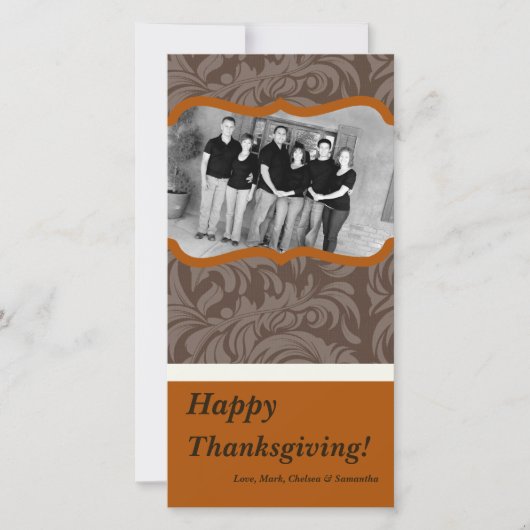 4x8秋の木の葉PHOTO Thanksgiving Card シーズンカード (正面)