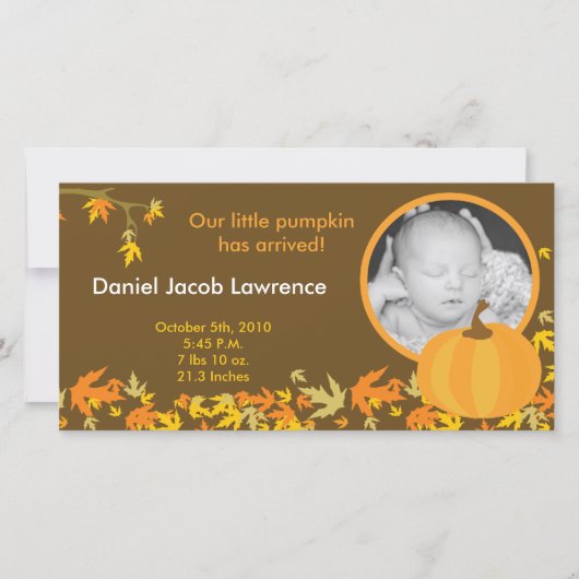 4x8秋カボチャ離れの写真生誕発表 案内状 (正面)