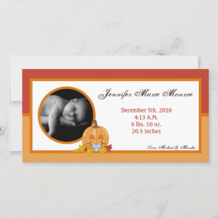 4x8秋秋かぼちゃ写真誕生発表 案内状