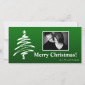 4x8緑の白いクリスマスツリーPHOTOクリスマスカード シーズンカード (正面)