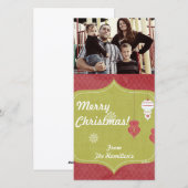 4x8赤い白いクリスマスオーナメントPHOTO Card シーズンカード (正面/裏面)