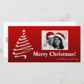 4x8赤い白いクリスマスツリーPHOTOクリスマスカード シーズンカード (正面/裏面)