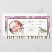 4x8 ジャカナの女の子　ジャングルのフォト　出生発表 案内状 (正面/裏面)