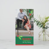 4x8 1フォトホリーデザインフラットカード シーズンカード (スタンド正面)