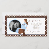 4x8 Blue Mom Polka写真モダン誕生のお知らせ 案内状 (正面)