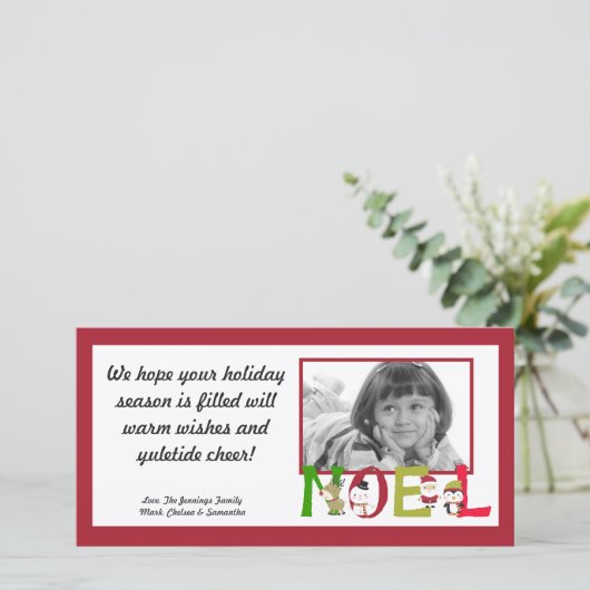 4x8 NOELサンタ雪だるまペンギPHOTOクリスマスカード シーズンカード (スタンド正面)
