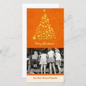 4x8 OrangスノーフレーククリスマスツリーPHOTOクリスマスカード シーズンカード (正面/裏面)