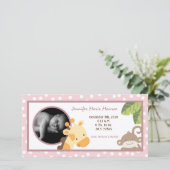 4x8 Safariアドベンチャー写真誕生のお知らせピンク 案内状 (スタンド正面)