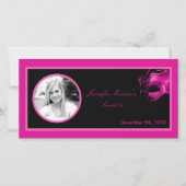 4x8 Sweet 16ホットピンクブラックパーティー発表 案内状 (正面)