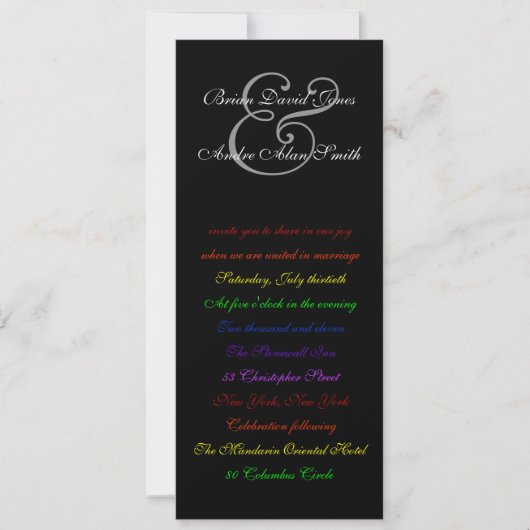 4x9ゲイズ·レイン結婚ボーLGBTプライド·メタル·紙 招待状 (正面)