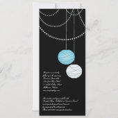 4x9招待を結婚する長い水の青書のランタン 招待状 (裏面)