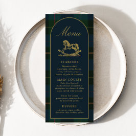 4x9" クラシックグリーンのチェック柄 ベビーシャワーメニュー