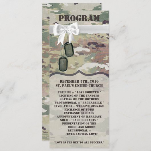 4x9.25プログラムカードアーミーOCP迷彩柄ユニフォームCamofla 招待状 (正面/裏面)