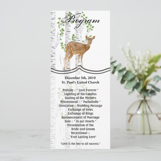 4x9.25プログラムカードクリスマスDeer Doe Woodland Buck L 招待状 (スタンド正面)