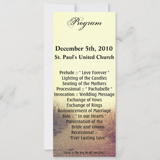 4x9.25プログラムカードサンライズ経路歩道 招待状 (正面)