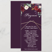 4x9.25プログラムカードプラムパープルバラ金ゴールドジオメトリ 招待状 (正面/裏面)