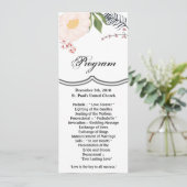 4x9.25プログラムカードホワイトフローラ花オンホワイト 招待状 (スタンド正面)