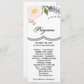 4x9.25プログラムカードホワイトフローラ花オンホワイト 招待状 (正面/裏面)