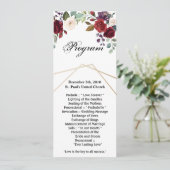 4x9.25プログラムカードホワイトローズ金ゴールドジオメトリックFl 招待状 (スタンド正面)