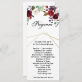 4x9.25プログラムカードホワイトローズ金ゴールドジオメトリックFl 招待状 (正面/裏面)