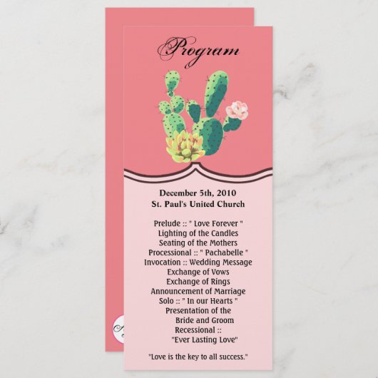 4x9.25プログラムカードボヘミアのサボテンの多肉果De 招待状 (正面/裏面)